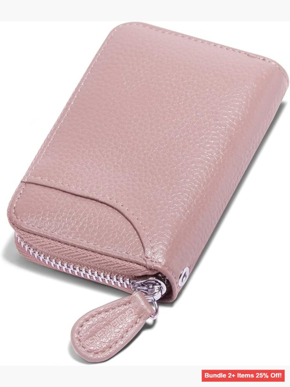 Genuine Leather RFID Wallet Slim Compact Zipper 12 Card Slots 2 Cash Slots